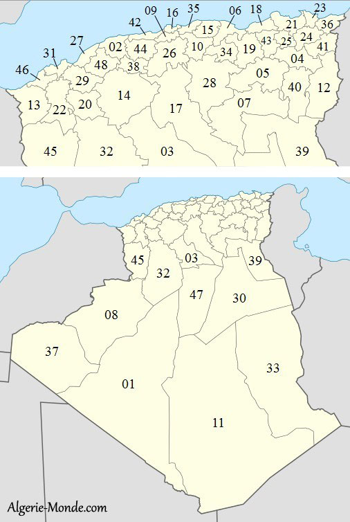 Carte Wilayas Algrie