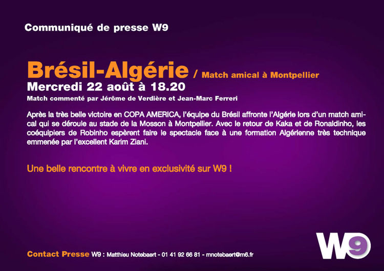 match football Algérie Brésil W9